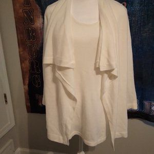 Sag Harbor Women's 3/4 Sleeve Waterfall Front 2fer, Ivory, L